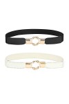 Lidiper 3 Pièces Ceintures Fines Extensible pour Femme, Ceinture de Taille Large de Femmes Rétro en Métal Élastique Ceinture 