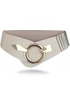 Vanessa & Melissa Ceinture élastique pour femmes, environ 6 cm de large avec boucle argentée, ceinture stretch