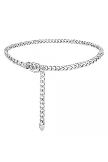 JasGood Ceinture pour femme dorée réglable en métal - Pour robe en jean, 3-Argenté, 110cm Passt Taille unter 95cm 