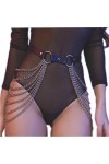 OhMill Ceinture sexy punk en cuir PU pour femme - Style gothique - Pour danse de rue foncée - Harnais de hanche - Pour femme 