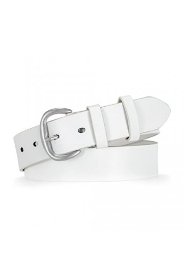 JasGood Ceinture en cuir pour femme - Pour jeans - Noir - Avec boucle ardillon, 3 - Blanc., 120cm Passt Taillengröße 91-105cm