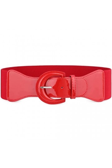 JasGood Ceinture extensible pour femme - Vintage - Large ceinture élastique - Tendance, 2-Rouge., taille106/125 cm 