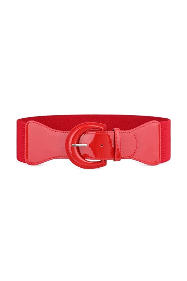 JasGood Ceinture extensible pour femme - Vintage - Large ceinture élastique - Tendance, 2-Rouge., taille106/125 cm 