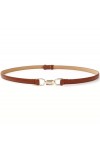 Aodexius Ceinture fine réglable en cuir avec boucle en métal doré pour femme, marron clair, taille unique