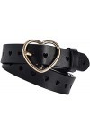 Ceinture en cuir pour femme avec cœur creux et boucle ardillon Noir 105 cm
