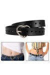 Ceinture en cuir pour femme avec cœur creux et boucle ardillon Noir 105 cm