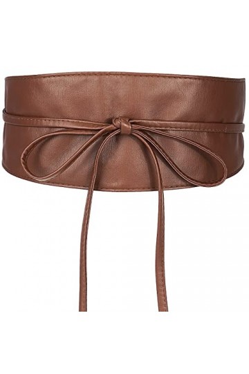 KharmLaddy Ceinture corset pour femme Obi Ceinture large avec nœud pour robe, café, 7 CM Wide