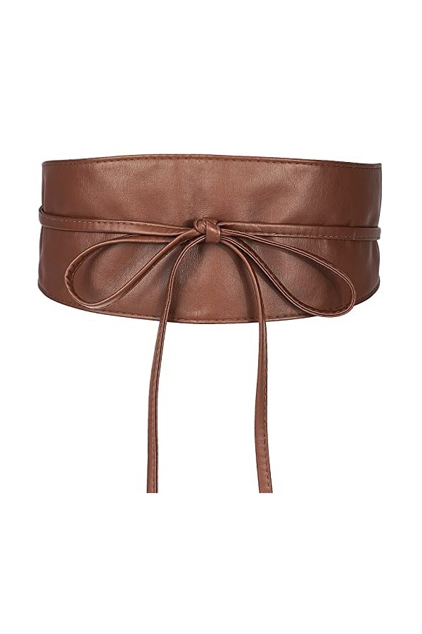 KharmLaddy Ceinture corset pour femme Obi Ceinture large avec nœud pour robe, café, 7 CM Wide