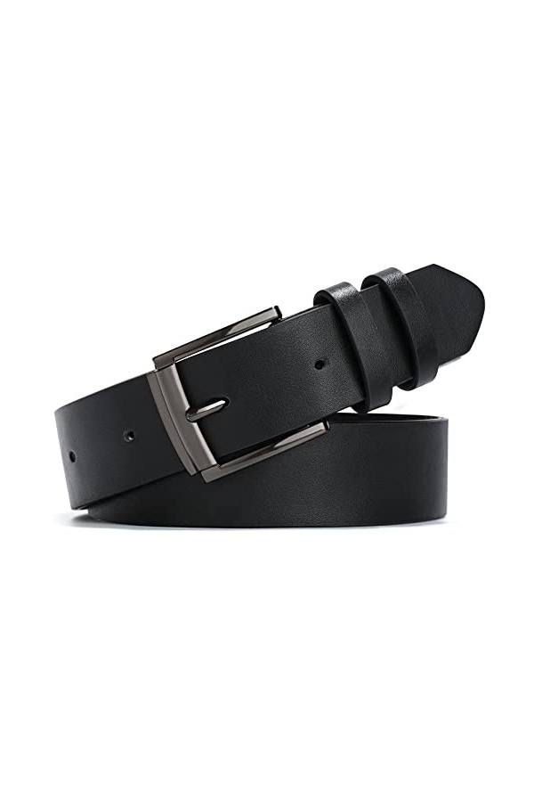 JasGood Ceinture en cuir pour femme - Pour jeans - Noir - Avec boucle ardillon, 2 - Noir, 100cm Passt Taillengröße 65-75cm 