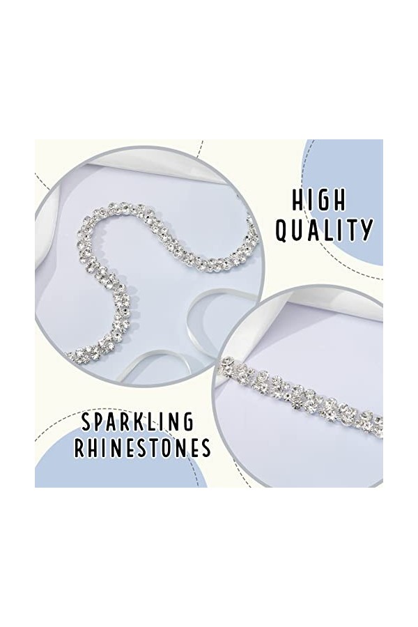 Firtink Ceinture de mariée avec strass,Ceinture de mariage en cristal,Ceinture de mariage argentée avec perles scintillantes,