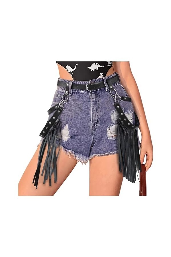 XZQTIVE Ceinture à chaîne punk - Mode gothique rock skinny cuir ceinture coeur femmes steampunk corps chaînes accessoires pou