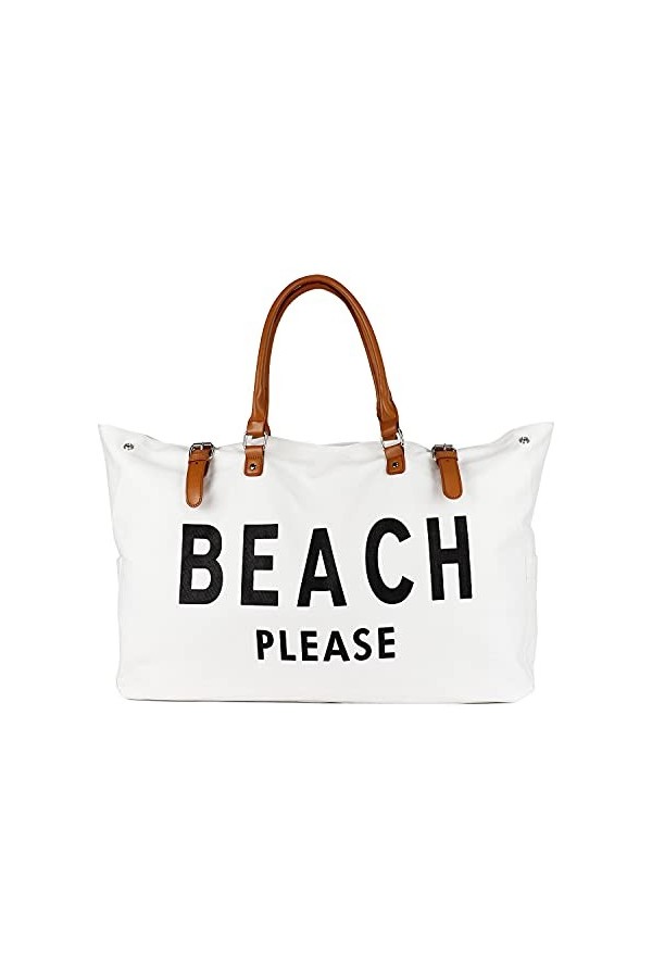 Lamyba Sac fourre-tout de plage pour femme imperméable et résistant au sable, bleu, X-Large