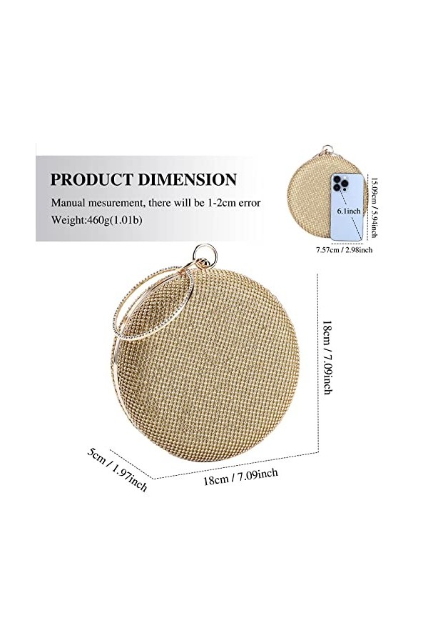 UBORSE Sac de Soirée Pochette Mariage en Paillettes Brillant Sac à Main Femme en Bandoulière Chaîne Démontable Superbe Cadeau