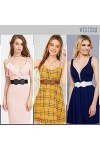 WERFORU Ceinture large élastique pour femme - Élégante et tendance - Extensible - Pour robes, A-noir+blanc+marron, Passt Tail