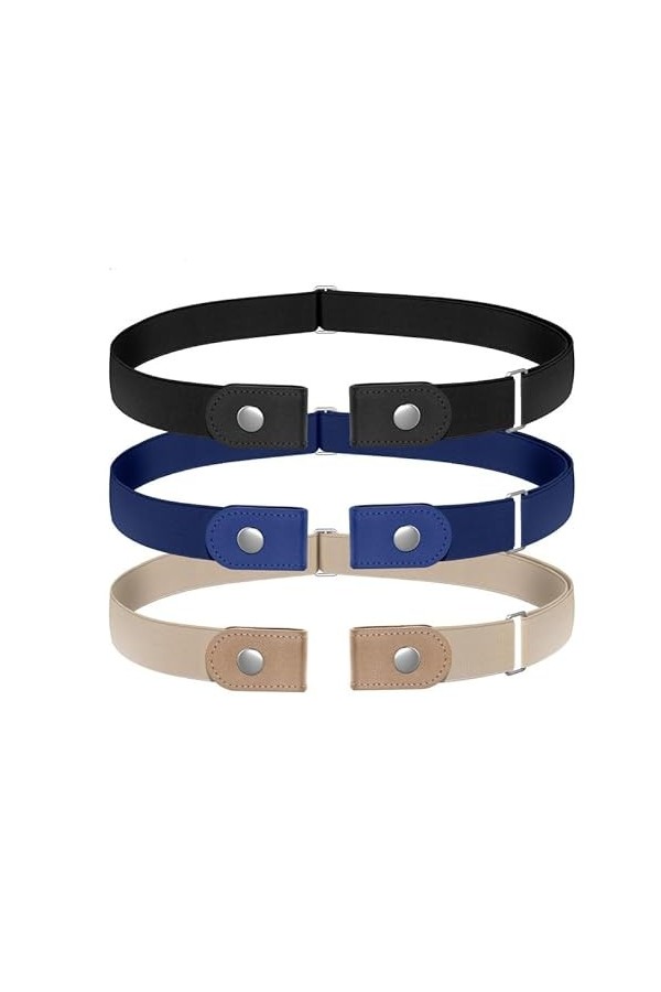 Udekit Pas de Boucle Ceinture élastique Extensible Taille Ceinture Boucle Libre pour Jeans Pantalons 3 pièces/ensemble 