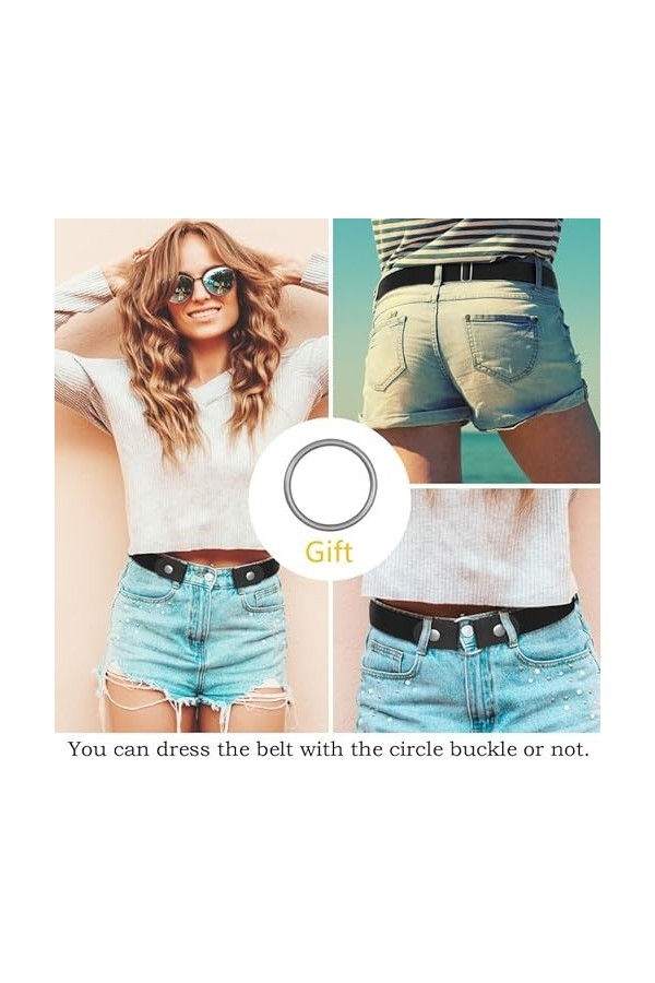 Udekit Pas de Boucle Ceinture élastique Extensible Taille Ceinture Boucle Libre pour Jeans Pantalons 3 pièces/ensemble 