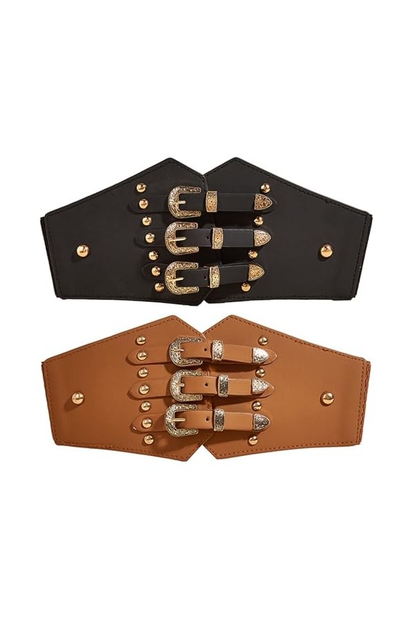 Corset Femme Medieval,Tianher 2 Pcs Ceinture Médiévale Ceinture de Corset pour Femme pour Robe Manteau Chemise Cosplay Costum