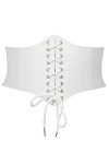 JasGood Corset à lacets pour femme - Large bande élastique - Waspie - Ceinture de taille pour femme, 4 - Blanc., taille 78/87