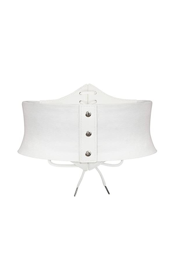 JasGood Corset à lacets pour femme - Large bande élastique - Waspie - Ceinture de taille pour femme, 4 - Blanc., taille 78/87