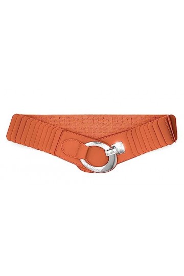 Van Der Rich ® - Ceinture Elastique Large Boucle Ovale Croisé - Femme Orange,TU 