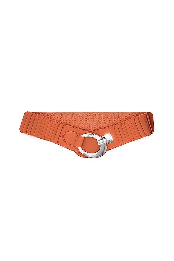Van Der Rich ® - Ceinture Elastique Large Boucle Ovale Croisé - Femme Orange,TU 