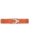 Van Der Rich ® - Ceinture Elastique Large Boucle Ovale Croisé - Femme Orange,TU 