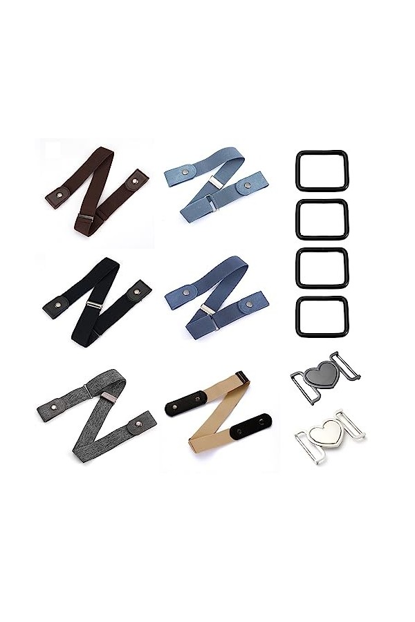 W Rxkiocs 6 Pièces Ceinture Elastique Femme Invisibles Ceinture Sans Boucle Ceinture Elastique Durables et Confortables Avec 