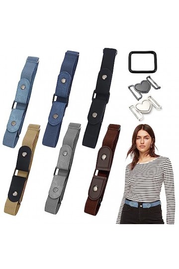 W Rxkiocs 6 Pièces Ceinture Elastique Femme Invisibles Ceinture Sans Boucle Ceinture Elastique Durables et Confortables Avec 