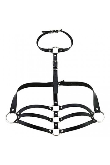 COSAUG Ceinture de corps pour femme Goth Ceinture en cuir PU Chaîne Rave Réglable Corset Accessoires, Noir , Taille Unique