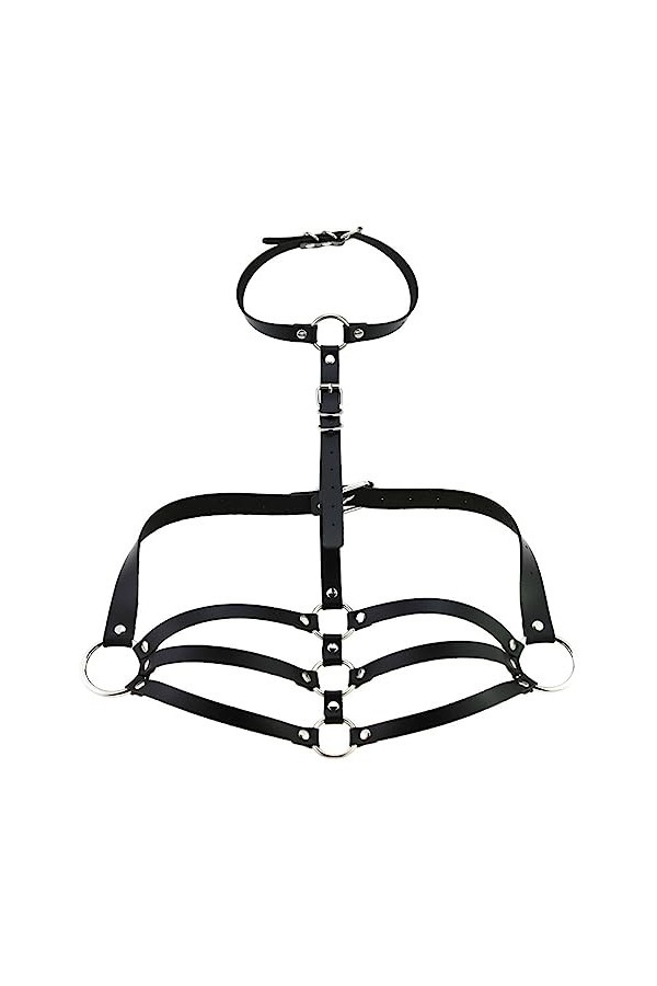COSAUG Ceinture de corps pour femme Goth Ceinture en cuir PU Chaîne Rave Réglable Corset Accessoires, Noir , Taille Unique