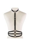 COSAUG Ceinture de corps pour femme Goth Ceinture en cuir PU Chaîne Rave Réglable Corset Accessoires, Noir , Taille Unique