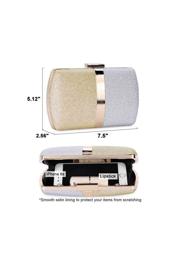 UBORSE Sac de Soirée Pochette Mariage Sac à Main Femme en Bandoulière Chaîne Démontable Superbe Cadeau pour Fête