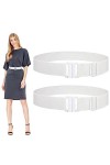 QESSUVNC Lot de 2 ceintures invisibles élastiques à boucle plate pour femme - Pour jeans, pantalons, robe - 90 cm - Blanc/noi