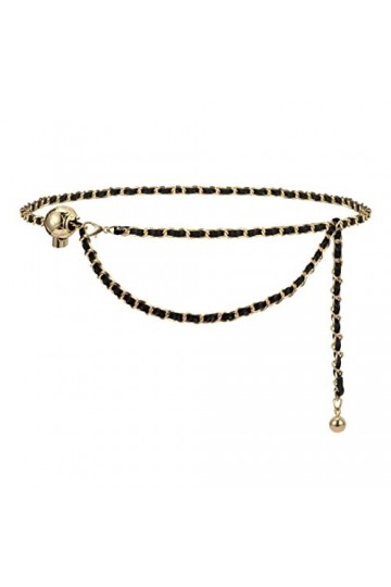 YooAi Ceinture en chaîne dorée pour femme - Réglable - Grande taille - En métal - Pour robes et jeans, doré, Fit Waist 27"-42