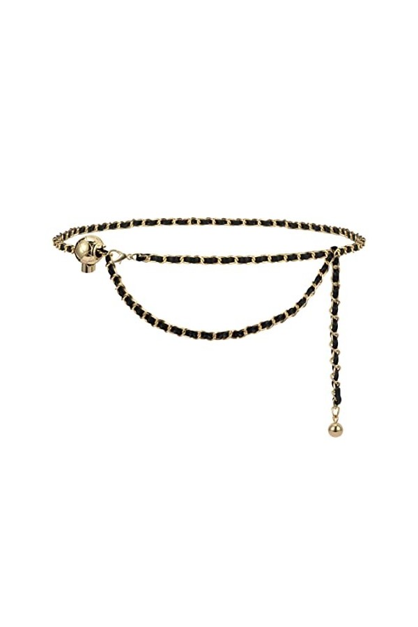 YooAi Ceinture en chaîne dorée pour femme - Réglable - Grande taille - En métal - Pour robes et jeans, doré, Fit Waist 27"-42