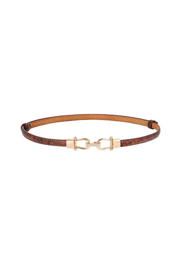 JasGood Ceinture fine réglable en cuir pour femme avec boucle imbriquée pour robe, 3-marron/une pièce, 120cm Anzug für Taille
