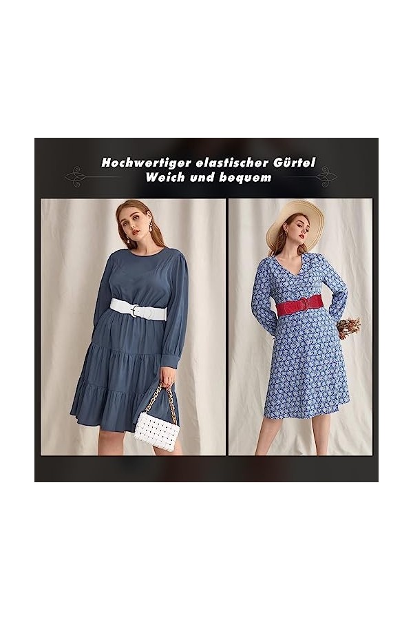 XZQTIVE Lot de 4 ceintures larges pour femme - Taille élastique - Stretch - Vintage - Pour robes, 4-rouge, L: Fit für Taillen