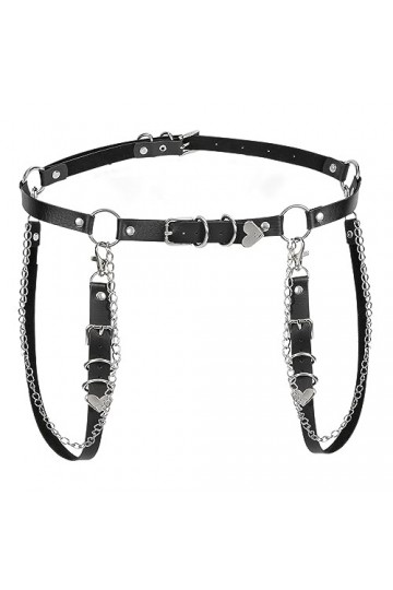 XZQTIVE Ceinture à chaîne punk - Mode gothique rock skinny cuir ceinture coeur femmes steampunk corps chaînes accessoires pou