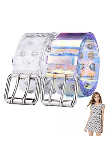 Transparents Ceinture En Pvc Ceinture À Double Œillet Effacer Ceinture Femmes Ceinture Transparente Tendance Jean Ceinture Pu