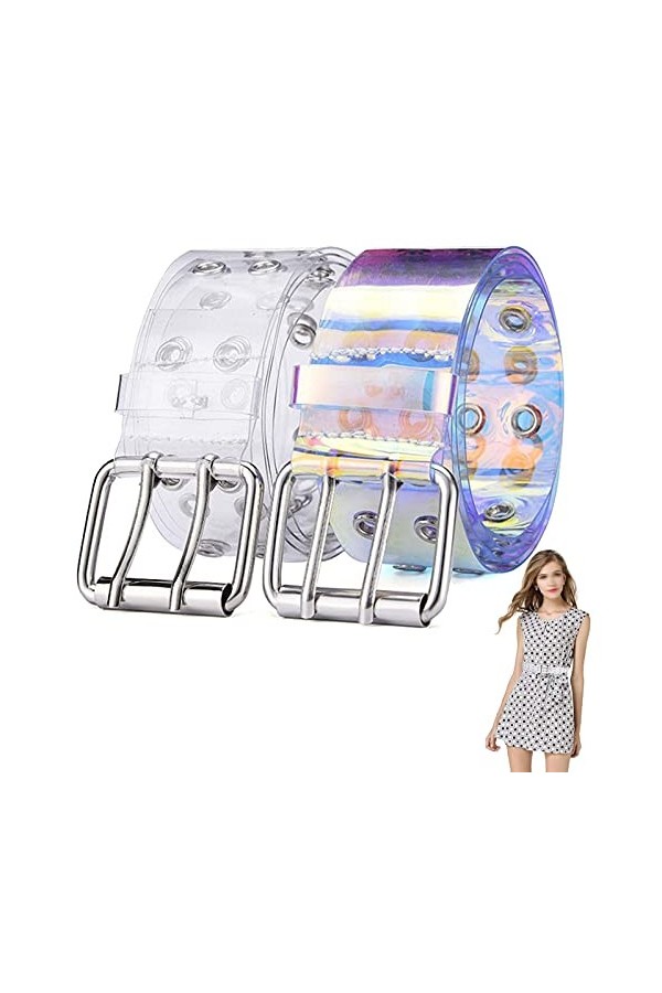 Transparents Ceinture En Pvc Ceinture À Double Œillet Effacer Ceinture Femmes Ceinture Transparente Tendance Jean Ceinture Pu