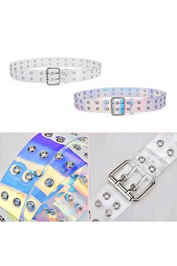 Transparents Ceinture En Pvc Ceinture À Double Œillet Effacer Ceinture Femmes Ceinture Transparente Tendance Jean Ceinture Pu