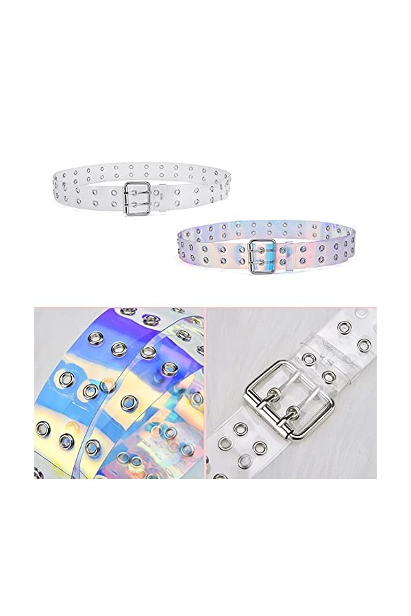 Transparents Ceinture En Pvc Ceinture À Double Œillet Effacer Ceinture Femmes Ceinture Transparente Tendance Jean Ceinture Pu