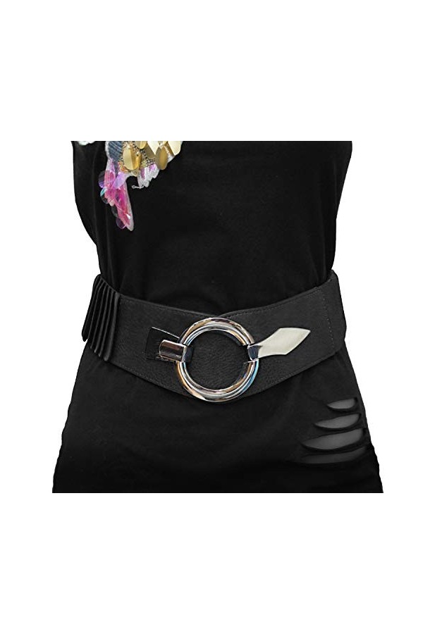 Glamexx24 Ceinture femme élastique 6cm large taille ceinture bague argent