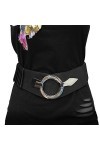 Glamexx24 Ceinture femme élastique 6cm large taille ceinture bague argent