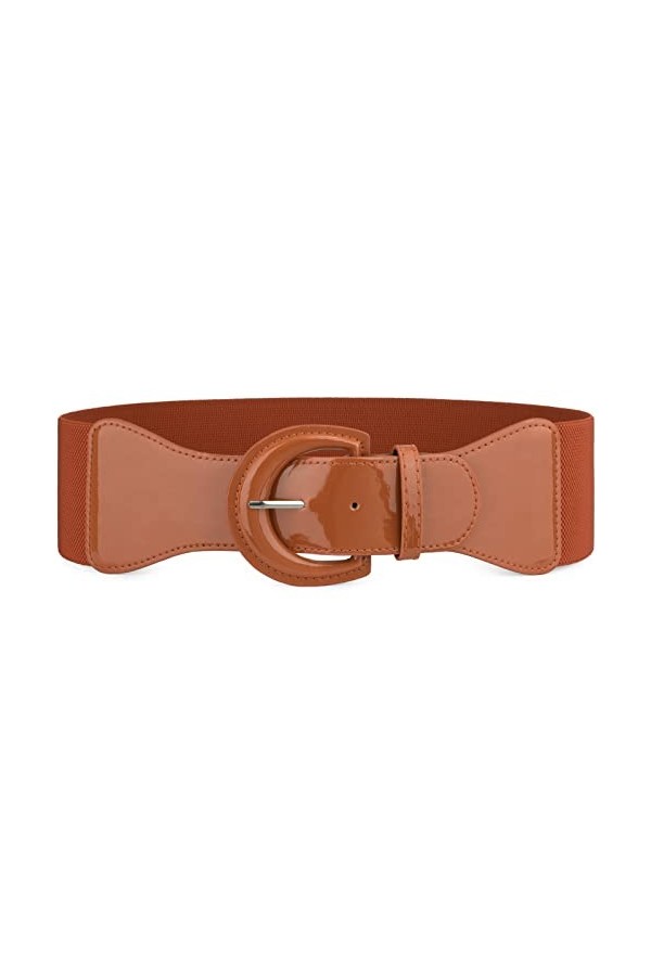 JasGood Ceinture extensible pour femme - Style vintage - Large ceinture élastique, 4-marron, taille106/125 cm 