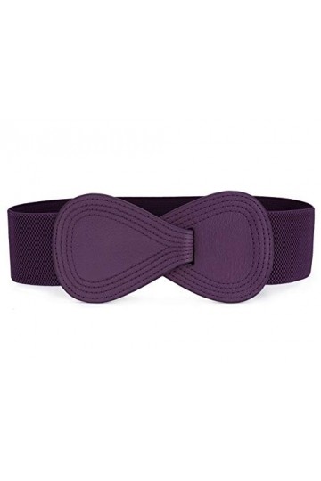 sourcing map Dame Numéro 8 boucle verrouillage panneau Ceinture élastique bleu Sangle Violet Taille ajustée: 25 "/ 63,5 cm - 
