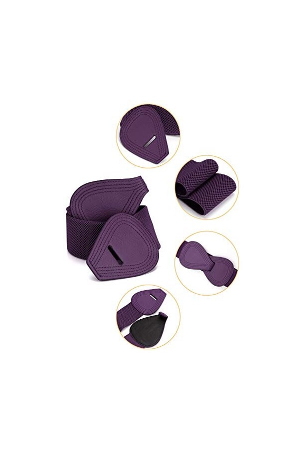 sourcing map Dame Numéro 8 boucle verrouillage panneau Ceinture élastique bleu Sangle Violet Taille ajustée: 25 "/ 63,5 cm - 