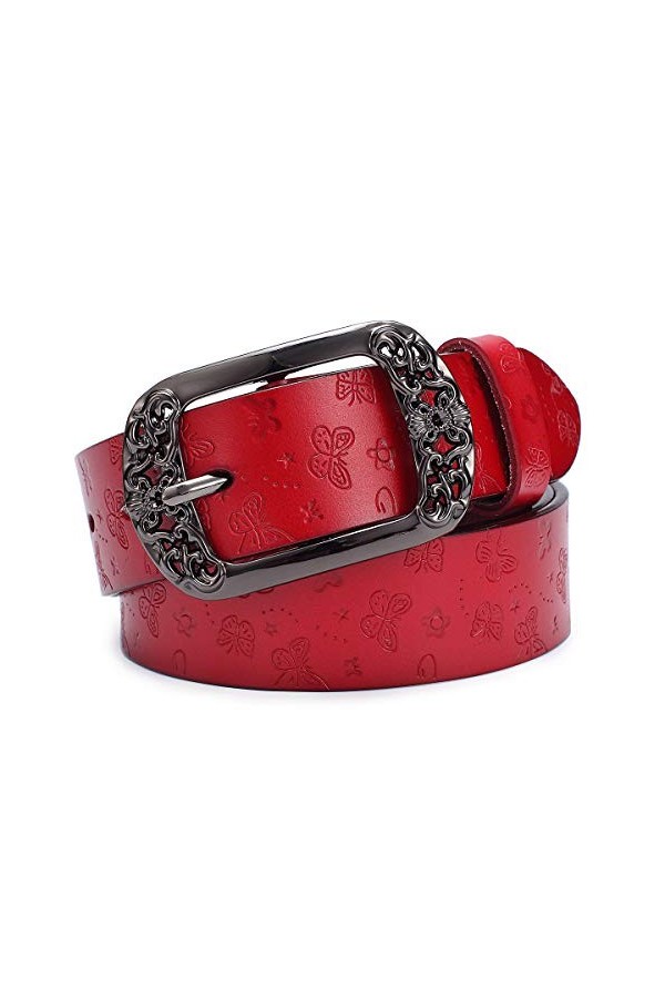 McFanBe Ceinture en Cuir Pour Femmes Pour Dames Pantalons Pour Filles Jeans Taille Sous 48 Pouces L 35"-39" , A largeur 1,3"