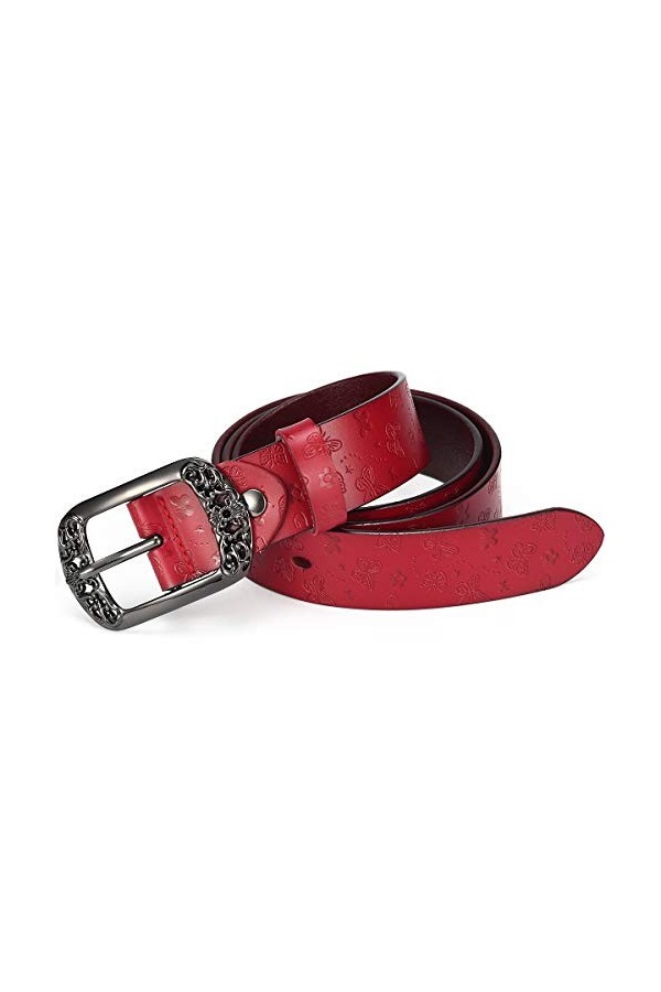 McFanBe Ceinture en Cuir Pour Femmes Pour Dames Pantalons Pour Filles Jeans Taille Sous 48 Pouces L 35"-39" , A largeur 1,3"