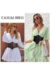 HOLEMZ Ceinture Corset pour Femme Large Ceinture Élastique Corset à Lacets Rétro Cinch Noir Marron Bandage Cuir de PU pour Fi